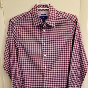 Egara Long Sleeve Slim-fit Dress Shirt Light Blue/Dark Red Size M